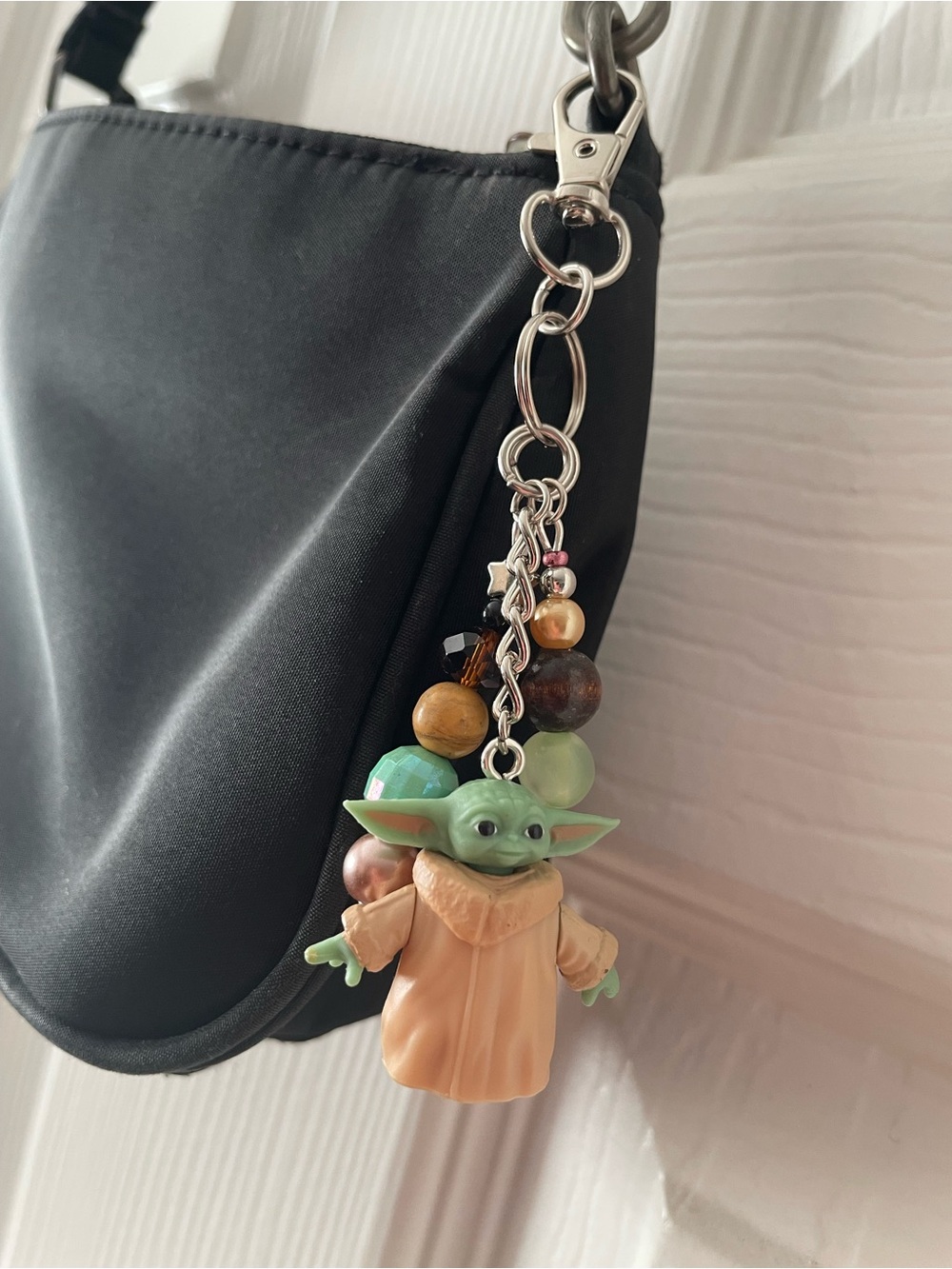 Cute Baby Yoda Bag Charm Keychain - Green & Tan